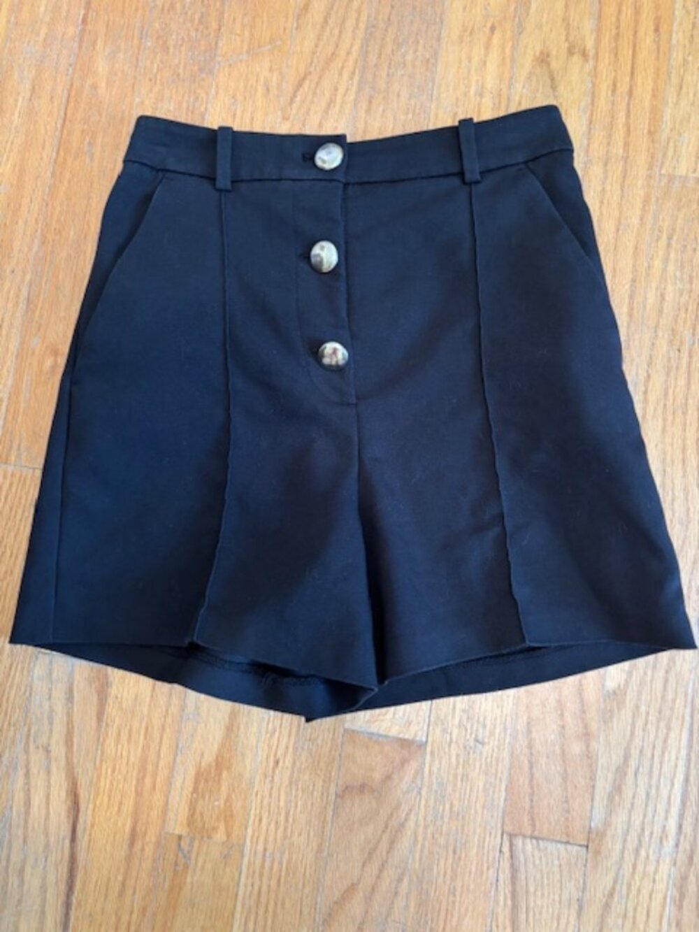 Zara High-Waisted Button-Front Trouser Shorts in Black Women's Size XS